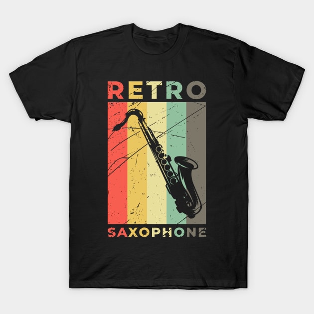 Saxophone Jazz Gift Musical Instrument Vintage T-Shirt by AlleyField